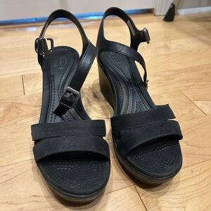 Crocs Dual Comfort Black Wedge Sandals